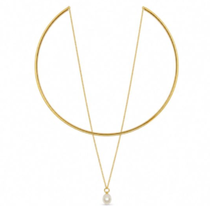 Colar em prata 925 com estrutura de choker aberto combinada com corrente suspensa. Minimalista e elegante.