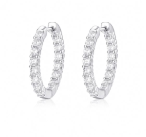 Argolas huggie em prata 925 cravejadas na totalidade com moissanite cor D, efeito full eternity. Prateado ou dourado.