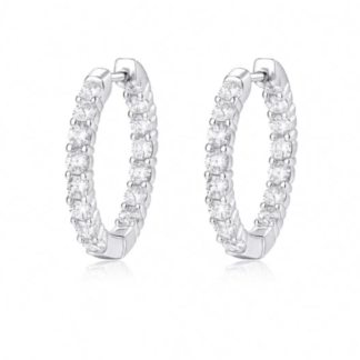 Argolas huggie em prata 925 cravejadas na totalidade com moissanite cor D, efeito full eternity. Prateado ou dourado.