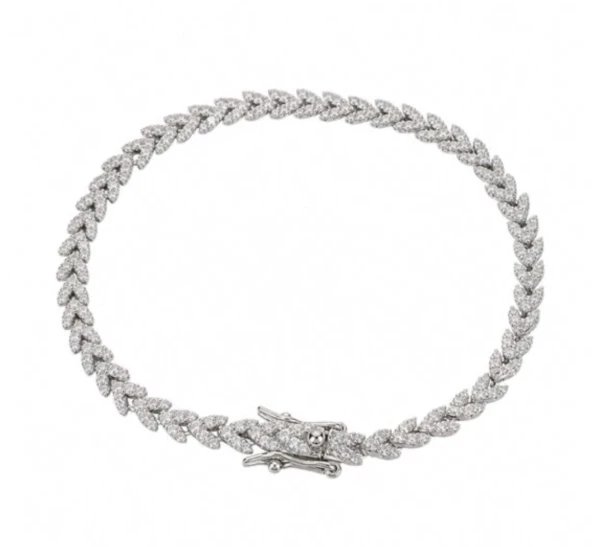 Wheat sheaf 925 sterling silver bracelet with high-carbon stones