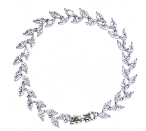 Silver marquise-cut zirconia vine link bracelet