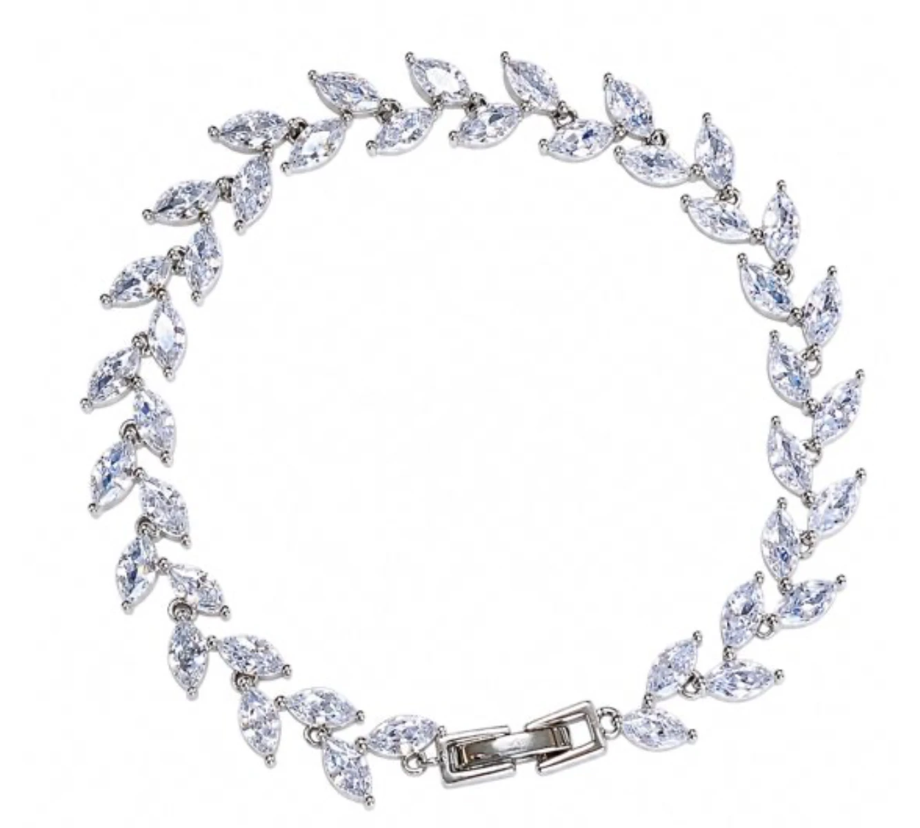 Silver marquise-cut zirconia vine link bracelet