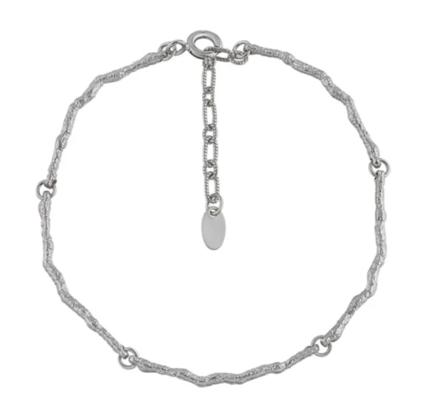 Modern irregular branch 925 sterling silver bracelet in rhodium