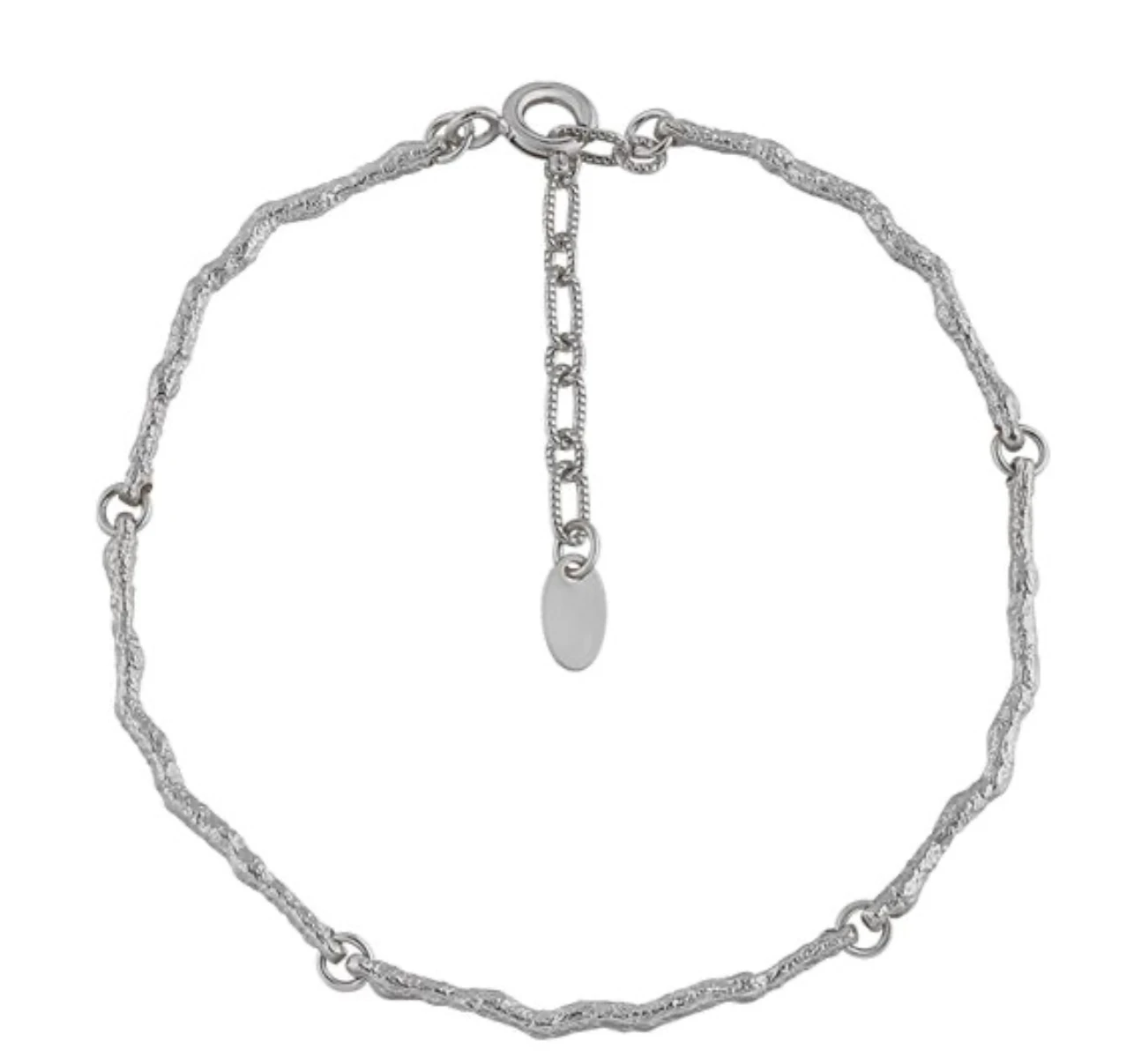 Modern irregular branch 925 sterling silver bracelet in rhodium