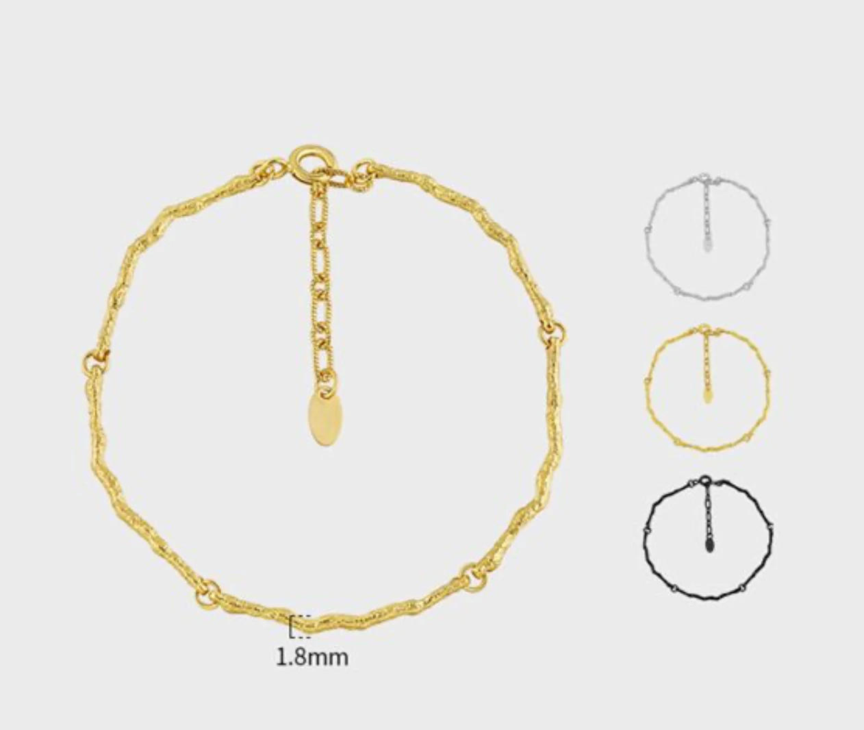Modern irregular branch 925 sterling silver bracelet with width measurement