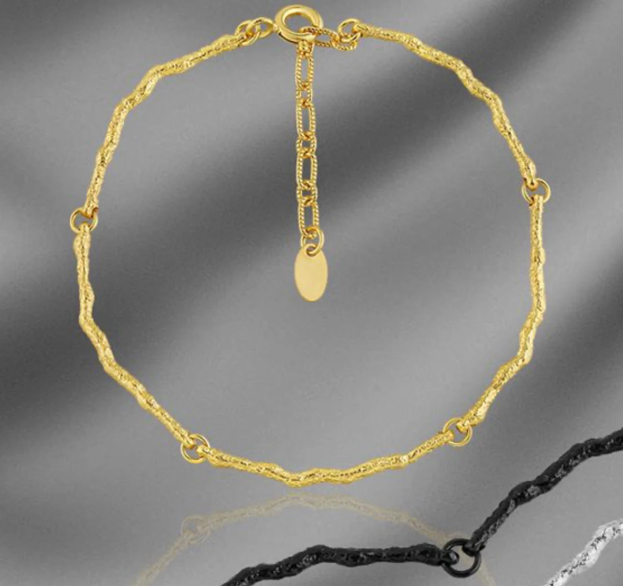 Modern irregular branch 925 sterling silver bracelet in yellow gold