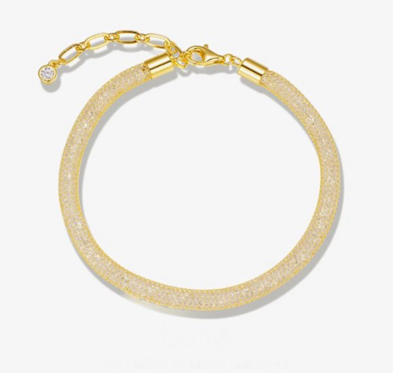 Elegant geometric shimmering mesh 925 silver bracelet in gold