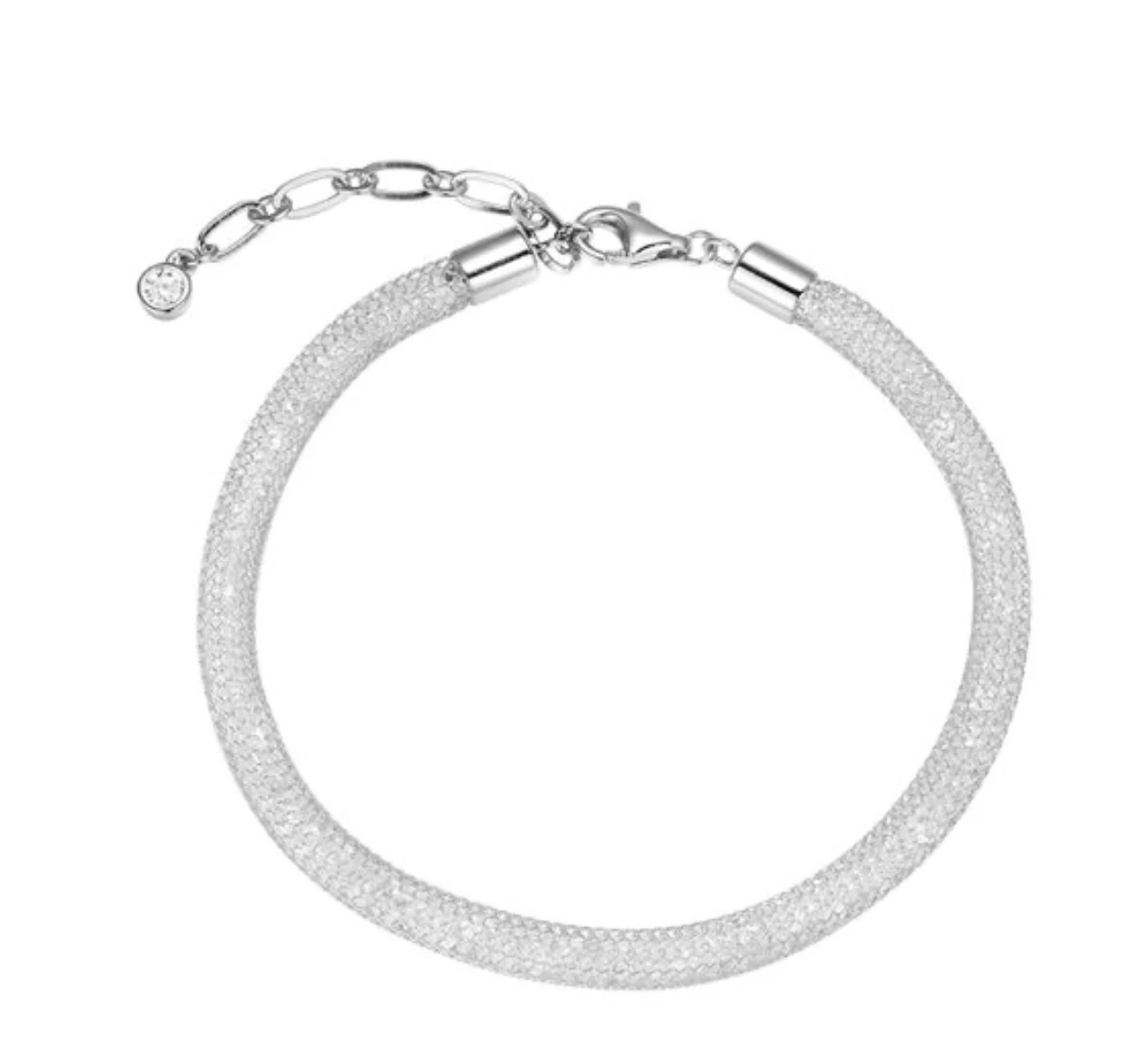 Elegant geometric shimmering mesh 925 silver bracelet in silver